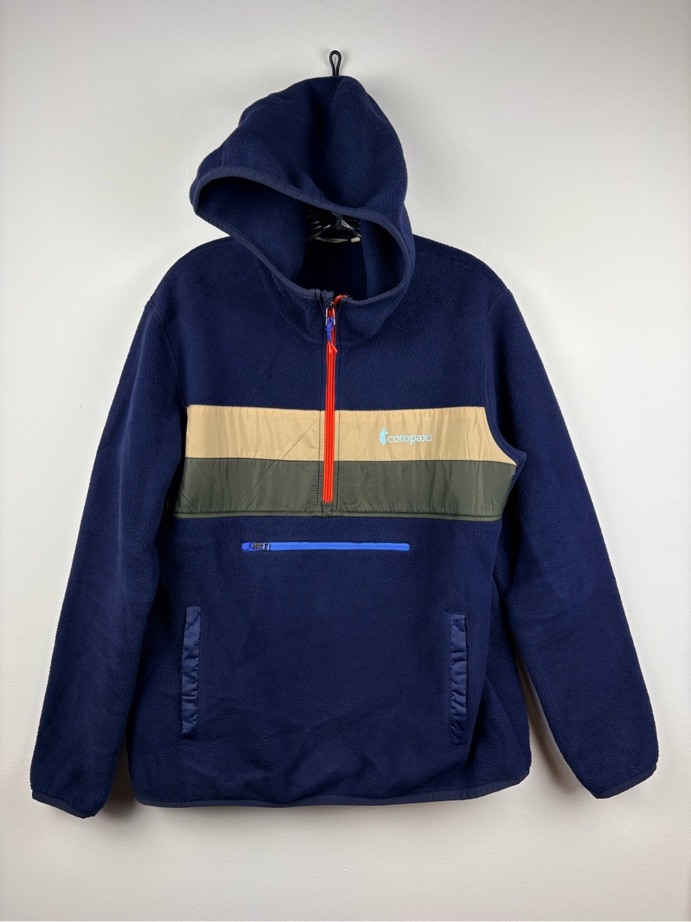 cotopaxi Teca Fleece Hooded 1/2-Zip Jacket Navy & Striped Cotopaxi Men’s Sz M